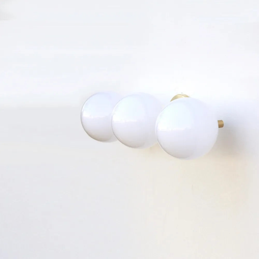 Mid-Century Brass Wall Lamp, Glass Ball Wall Light for Dressing Table