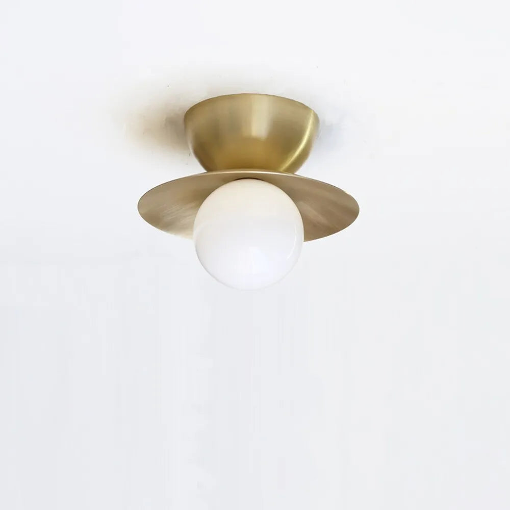 Mid-Century Modern Ceiling / Wall Light with Handcrafted Glass Globe - View 2