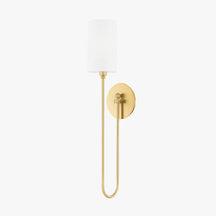 Midford Aged Brass White Linen Wall Sconce