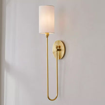 Midford Aged Brass White Linen Wall Sconce
