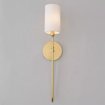 Midford Aged Brass White Linen Wall Sconce