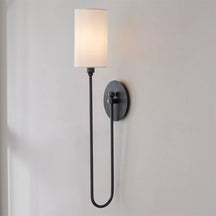 Midford Aged Brass White Linen Wall Sconce