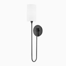 Midford Aged Brass White Linen Wall Sconce