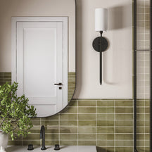 Midford Aged Brass White Linen Wall Sconce