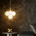 4-light brass opal hanging lamp