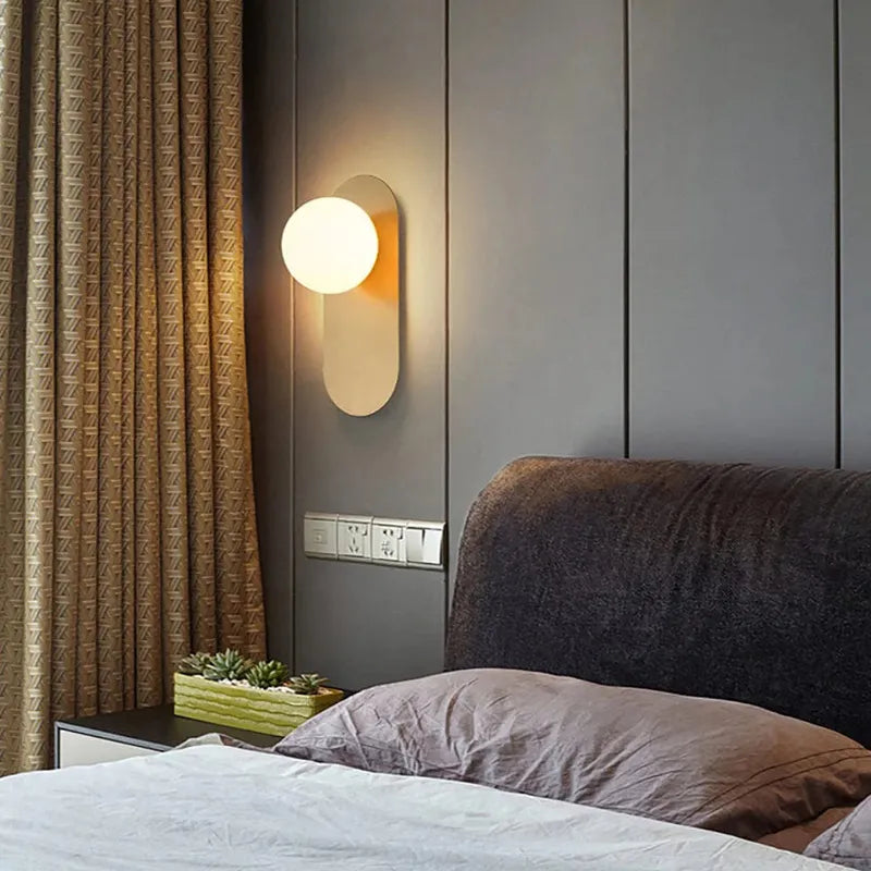Milan Brass Wall Sconce | Light & Modern Opal Glass Wall Lamp - View 4