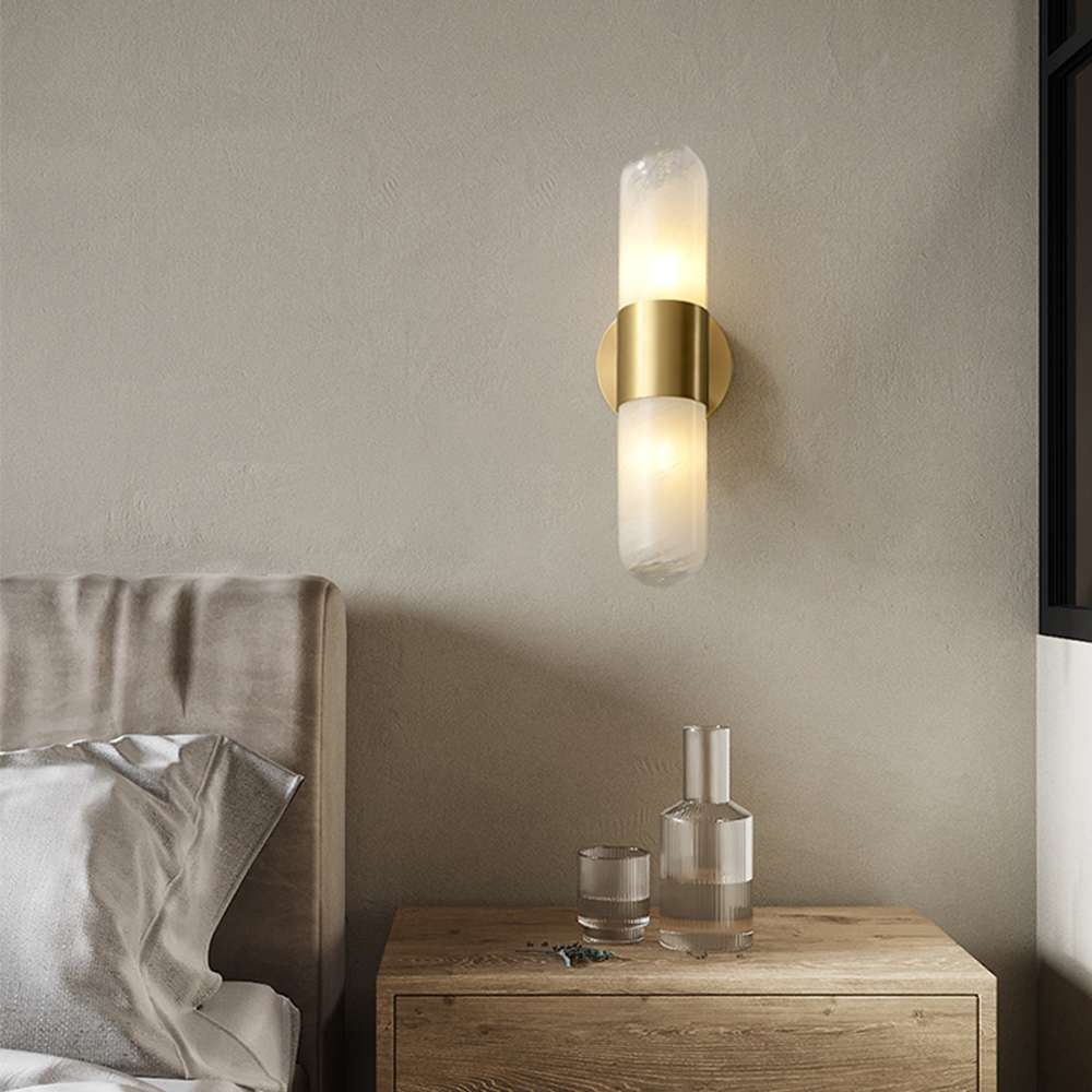column brass wall light