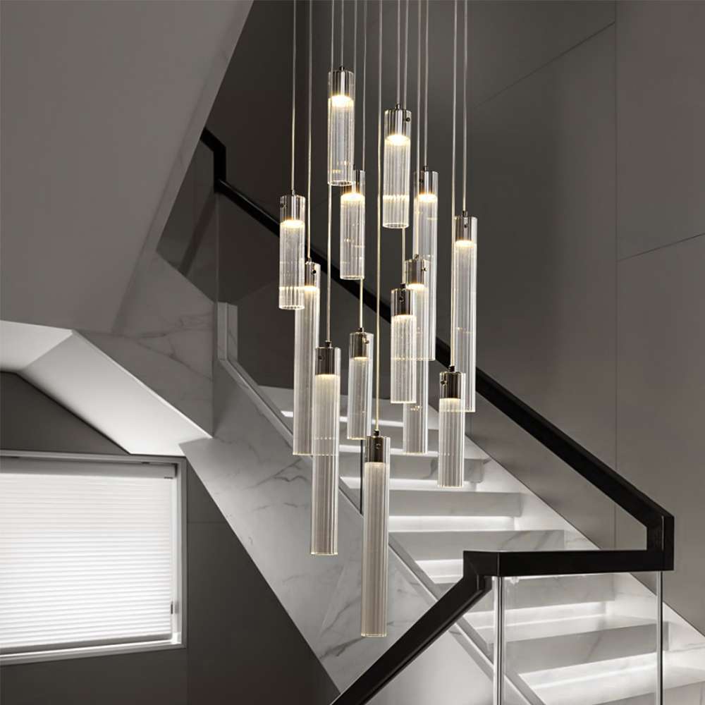 minimalist chandelier for stairway