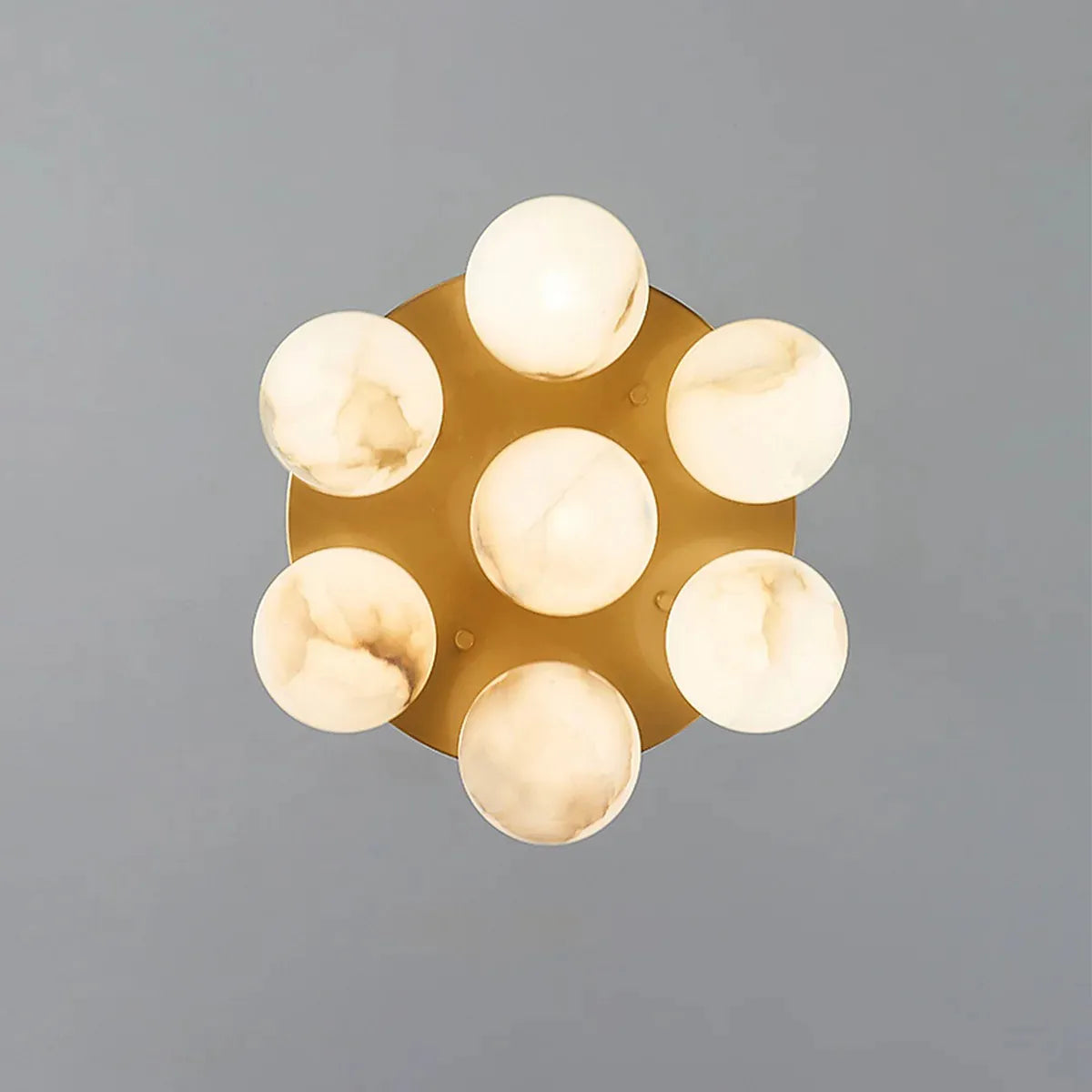 Modern Alabaster Bubble Globe Ceiling Light with Brass Finish, Flush Mount - View 5