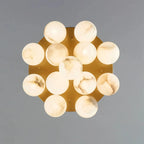 Modern Alabaster Bubble Globe Ceiling Light with Brass Finish, Flush Mount - View 7