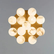 Modern Alabaster Bubble Globe Ceiling Light with Brass Finish, Flush Mount - View 7