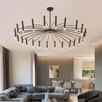 round metal frame chandelier