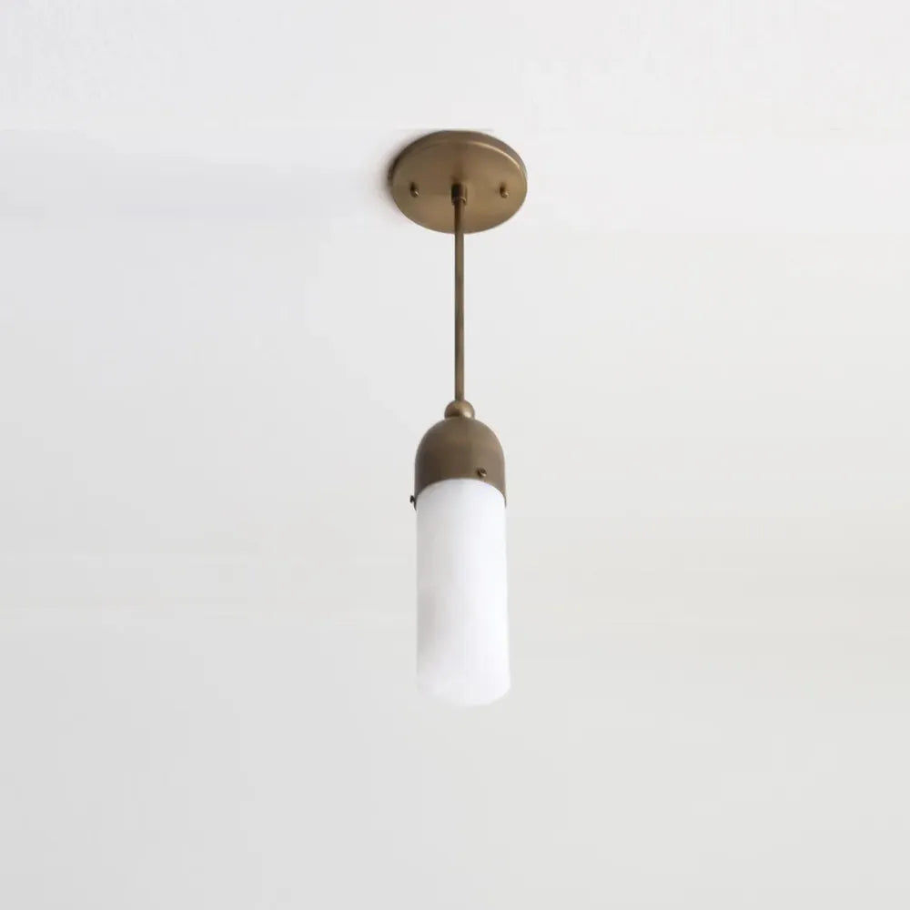 Modern Brass Chandelier – Alabaster Lampshade Ceiling Light