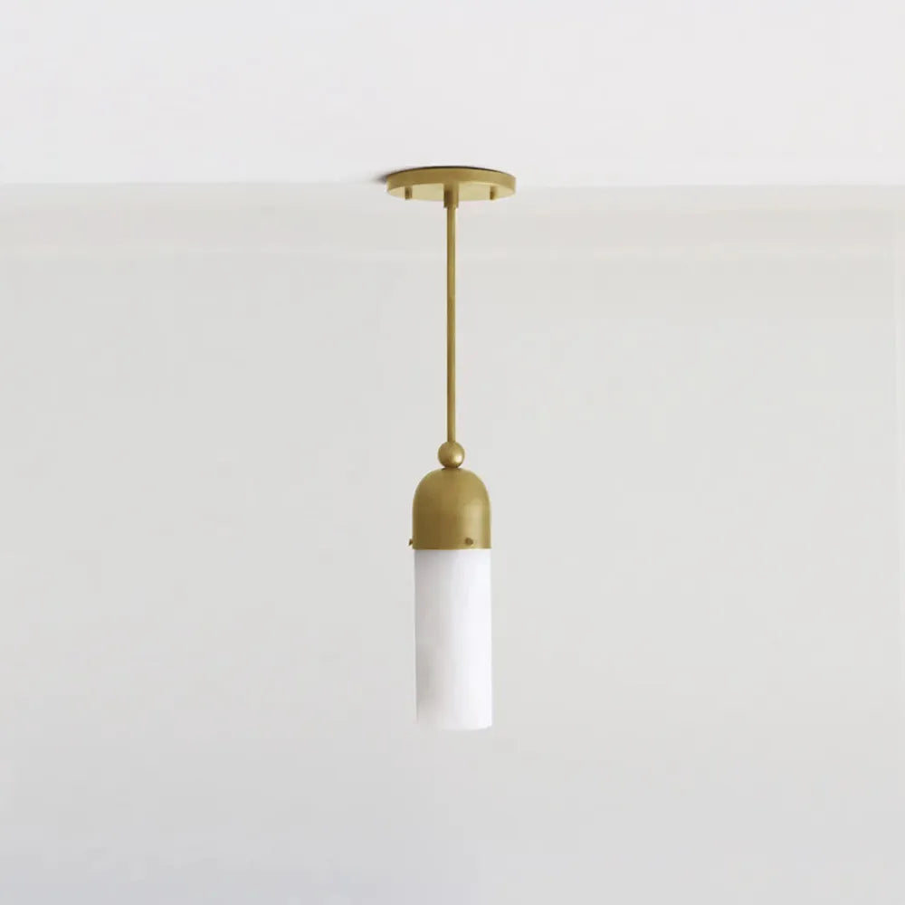 Modern Brass Chandelier – Alabaster Lampshade Ceiling Light
