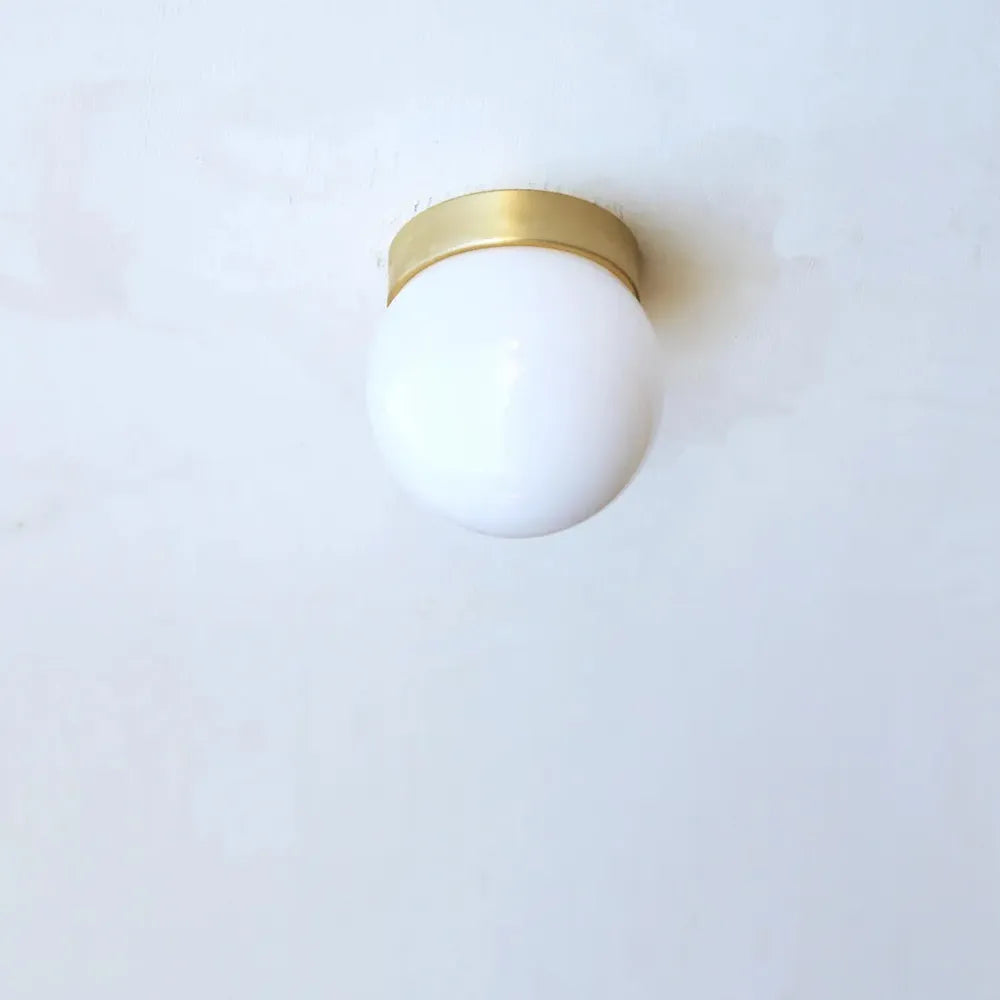 Modern Brass Recessed Ceiling Light – Simple White Glass Globe Design - View 2