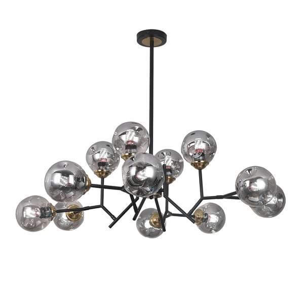 black chandelier with glass