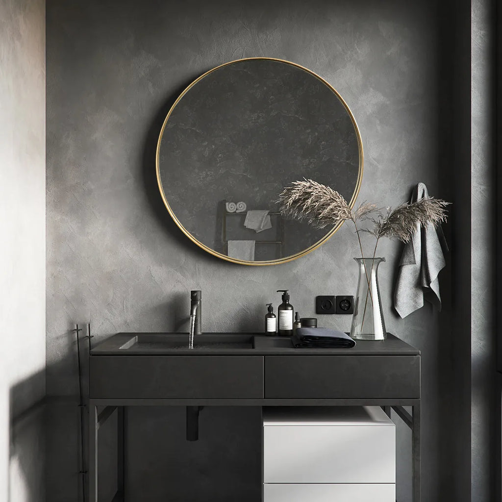 modern steel frame mirror