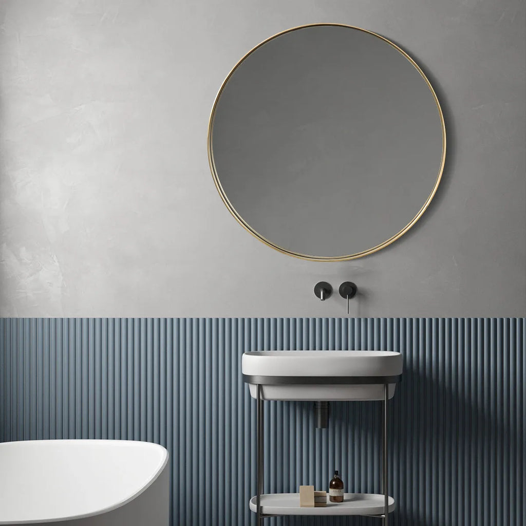 brushed steel frame mirror