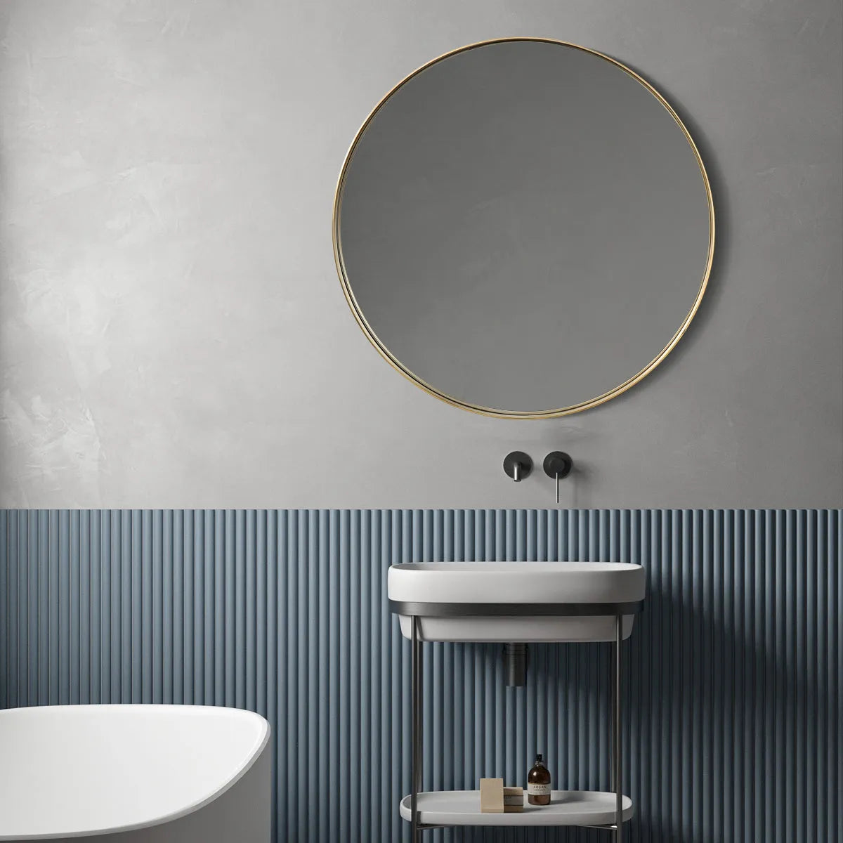 brushed steel frame mirror
