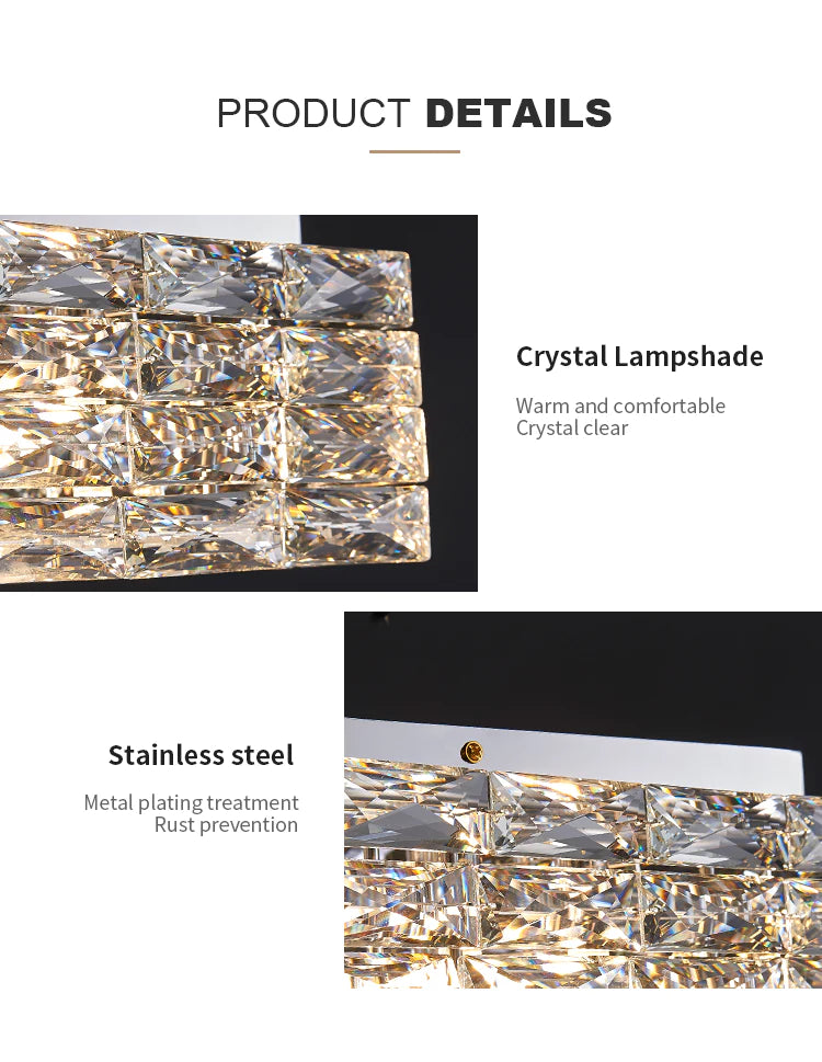 square kitchen crystal ceiling lamp