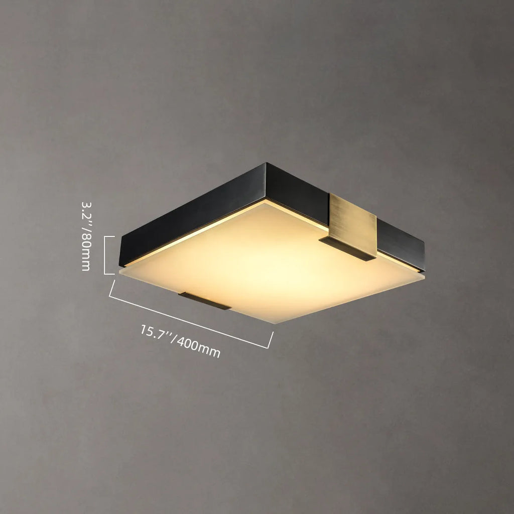 brass & glass flush mount ceiling lamp
