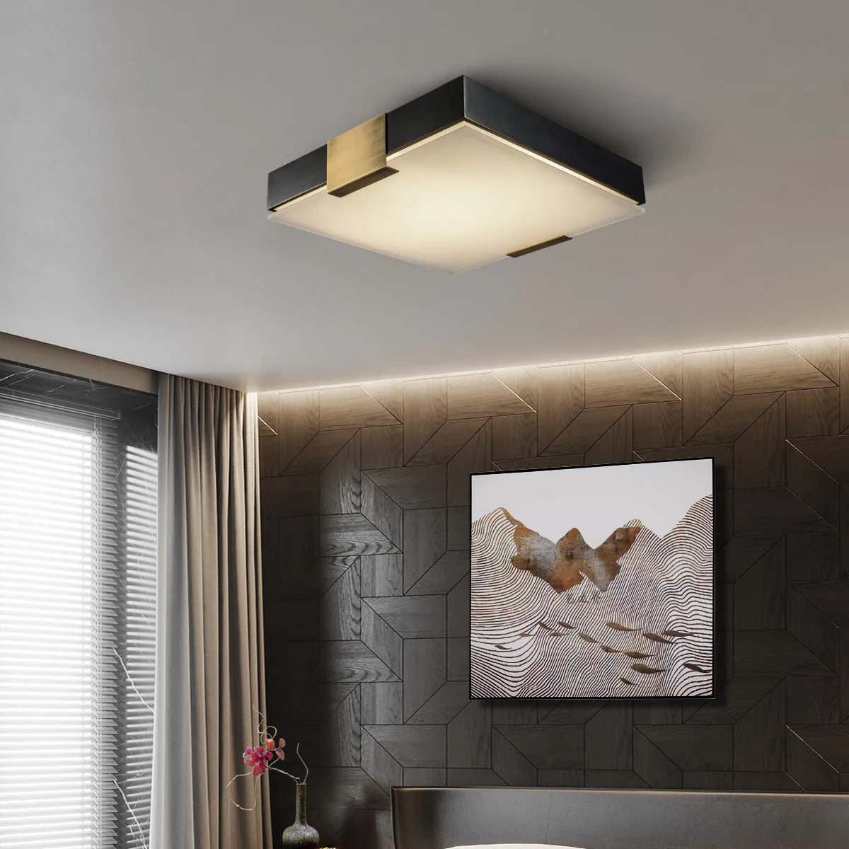 all brass & glass ceiling lamp
