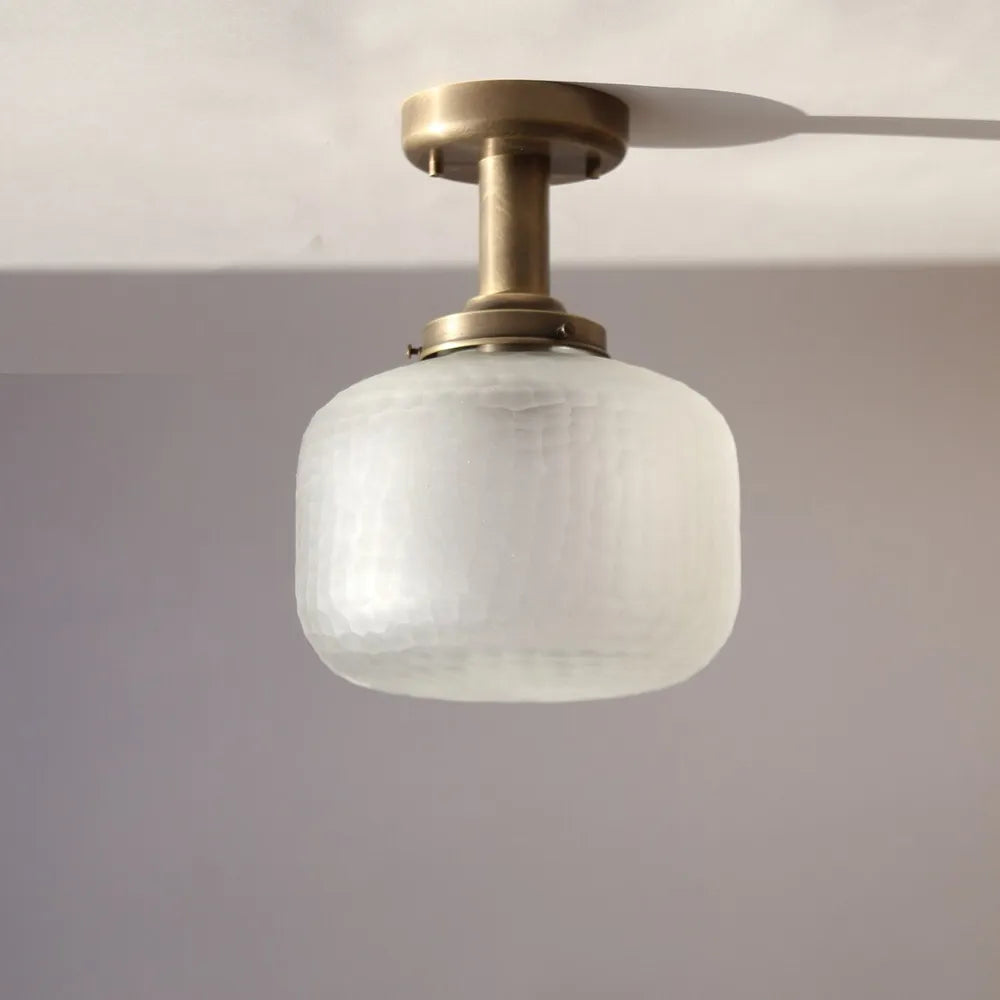 Modern Brass Glass Ceiling Light, Minimalist Recessed Lamp