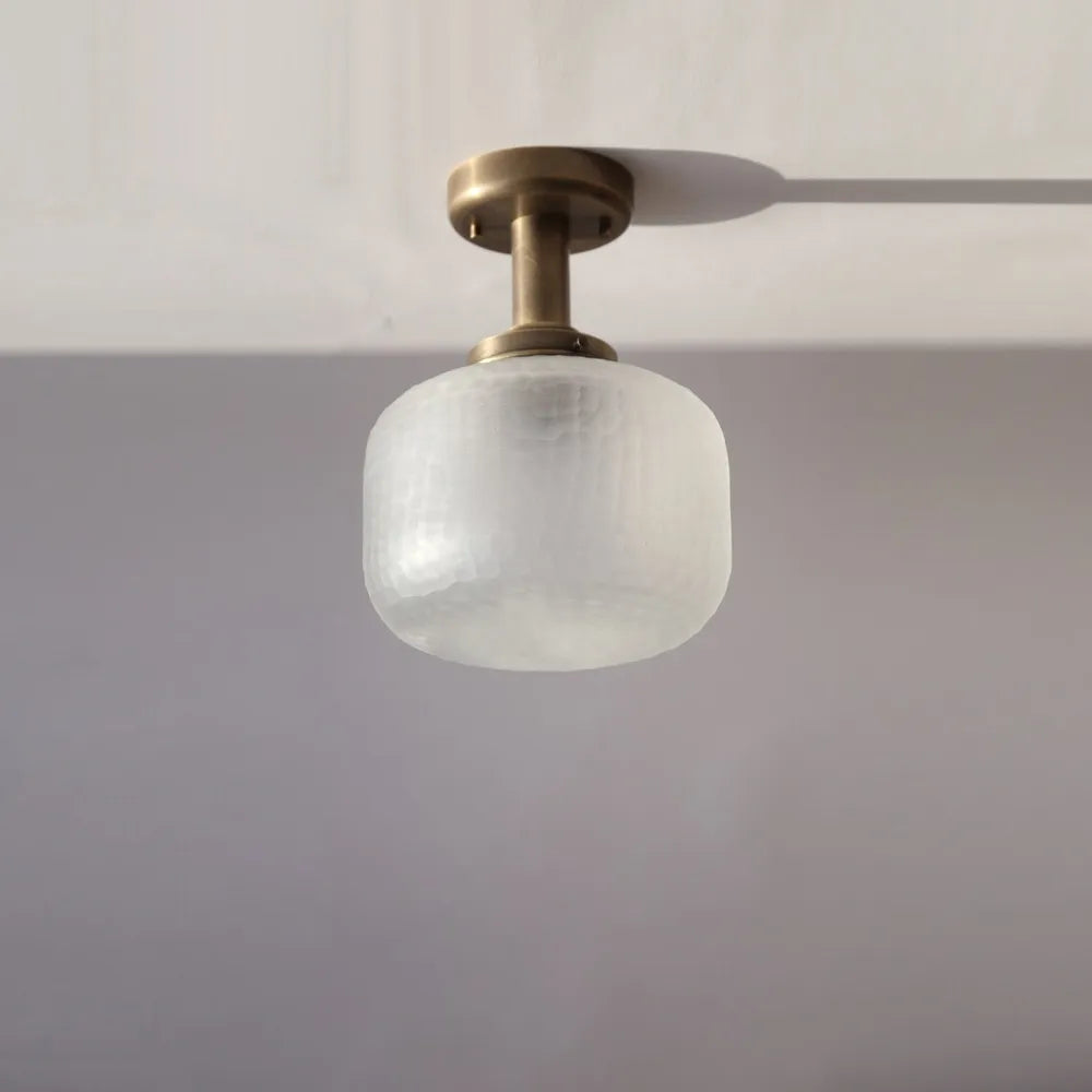 Modern Brass Glass Ceiling Light, Minimalist Recessed Lamp