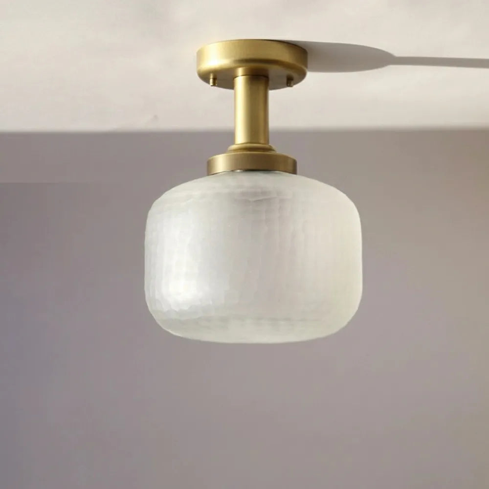 Modern Brass Glass Ceiling Light, Minimalist Recessed Lamp