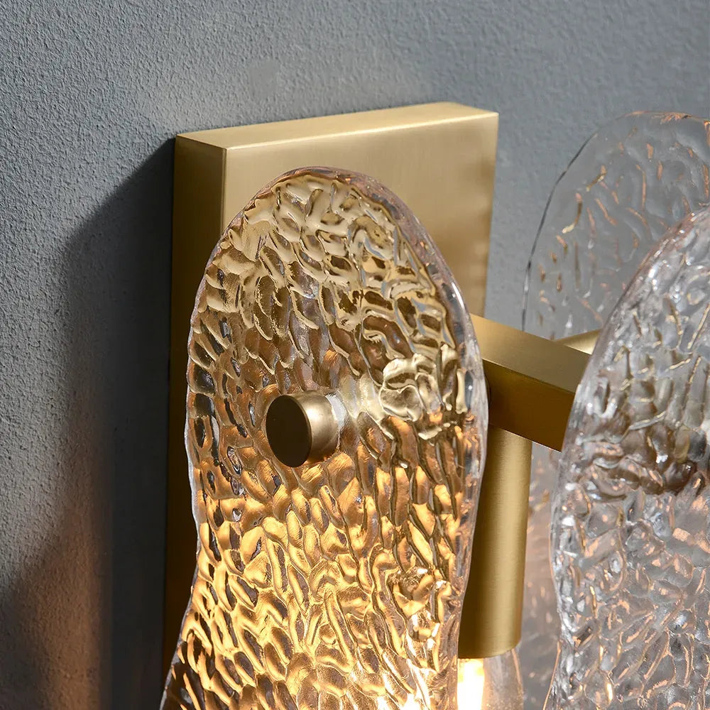 textured glass wall sconce