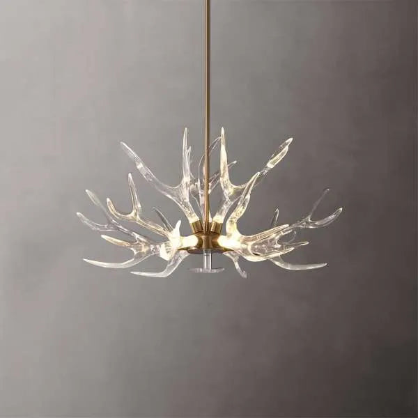 Modern Gold Clear Antler Chandelier – Art Deco Style