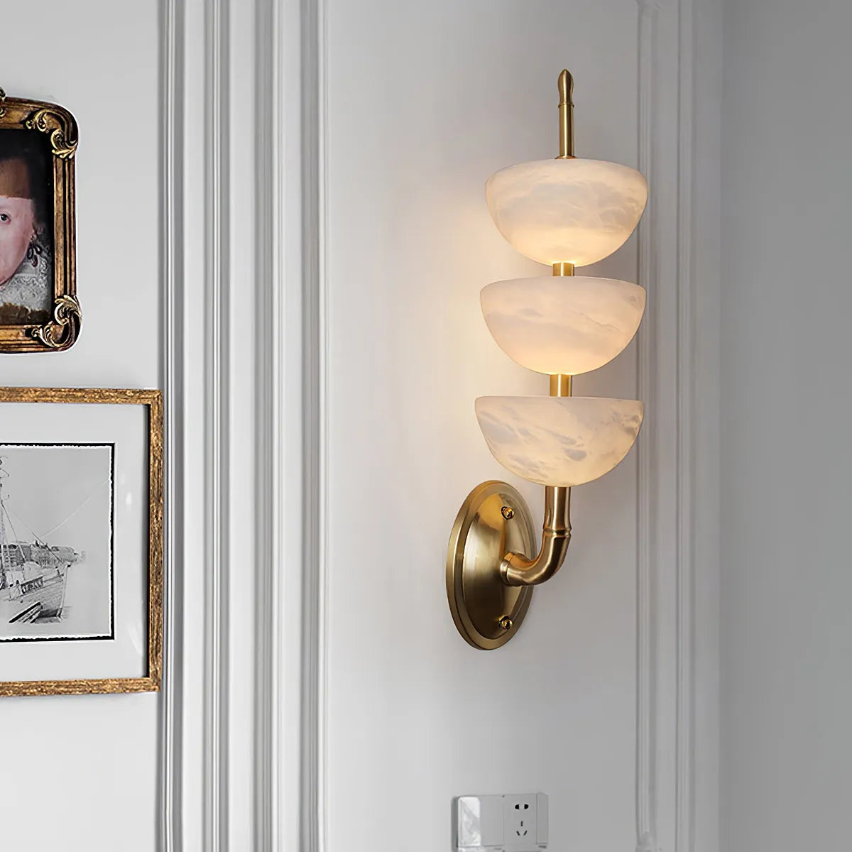 Modern Minimalist Art Triple Alabaster Wall Lamp 5.9″ - View 3