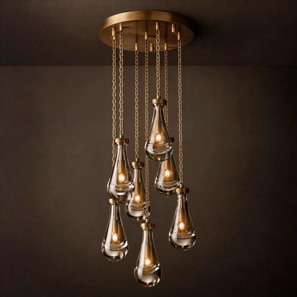 Modern Rain drop Crystal Round Chandelier