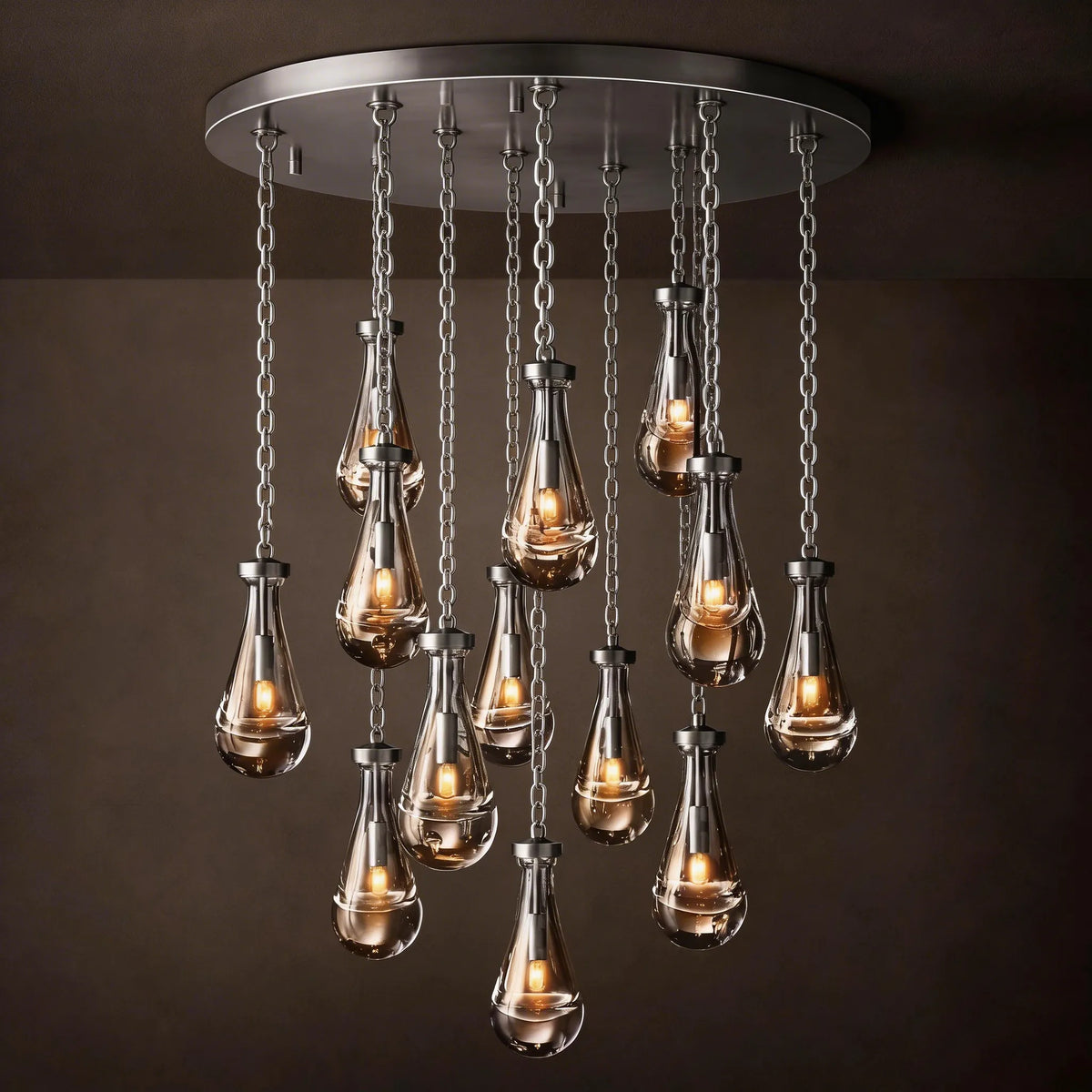 Modern Rain drop Crystal Round Chandelier - View 2