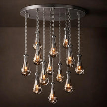 Modern Rain drop Crystal Round Chandelier - View 2