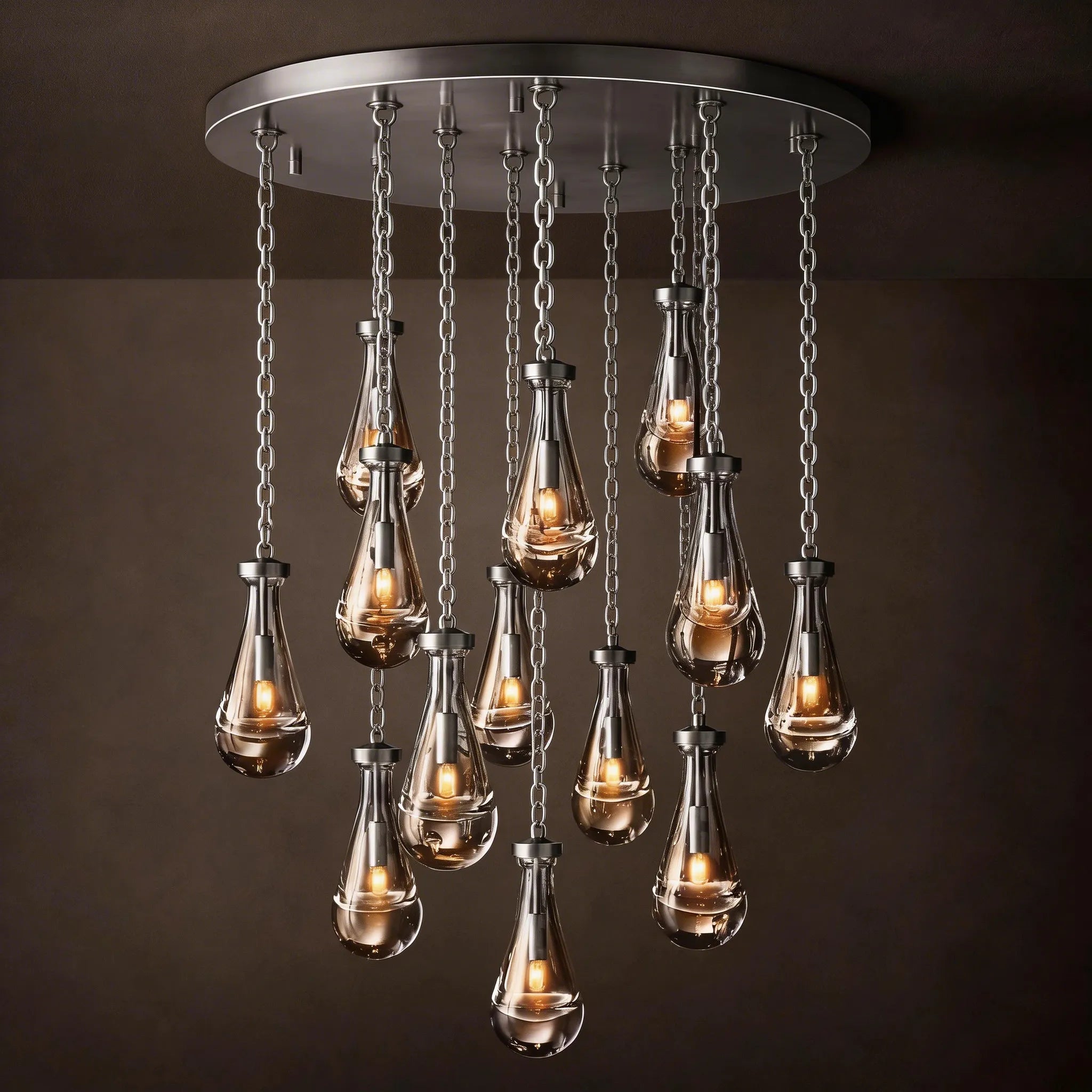 Modern Rain drop Crystal Round Chandelier - View 2