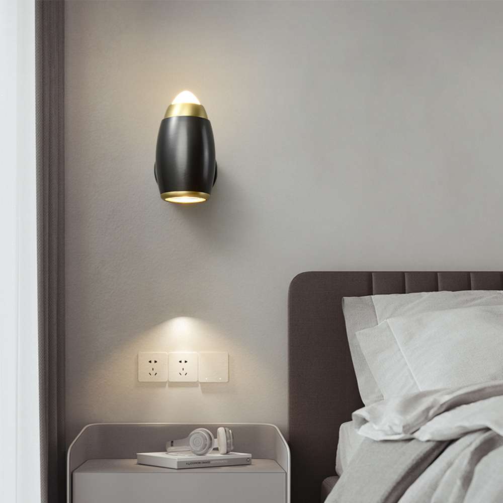 black and brass wall lamp