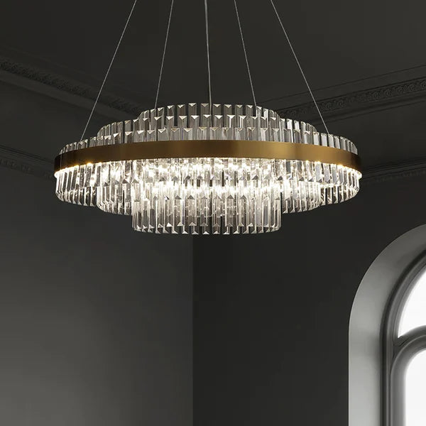 tiered crystal led chandelier