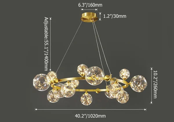 molecular glass globe led chandelier