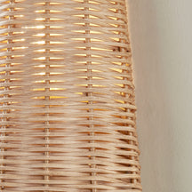 Naida Hand-Woven Rattan Wall Sconce with Aged Brass Pull