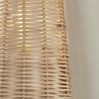 Naida Sconce | Hand-Woven Rattan Coastal Wall Sconce with Aged Brass Pull