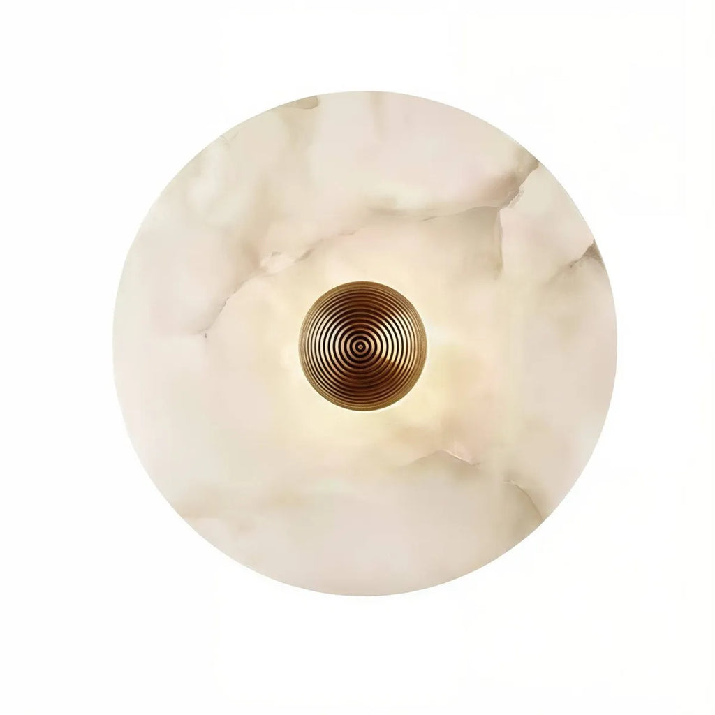 Nayra Round Alabaster Wall Sconce | Circular Wall Light with Diffused Output