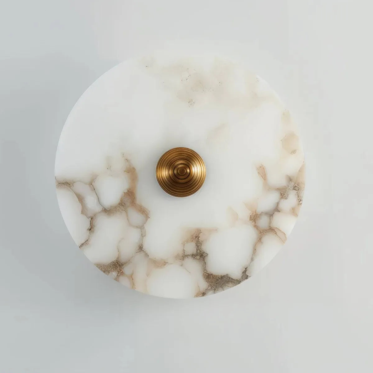Nayra Round Alabaster Wall Sconce | Circular Wall Light with Diffused Output
