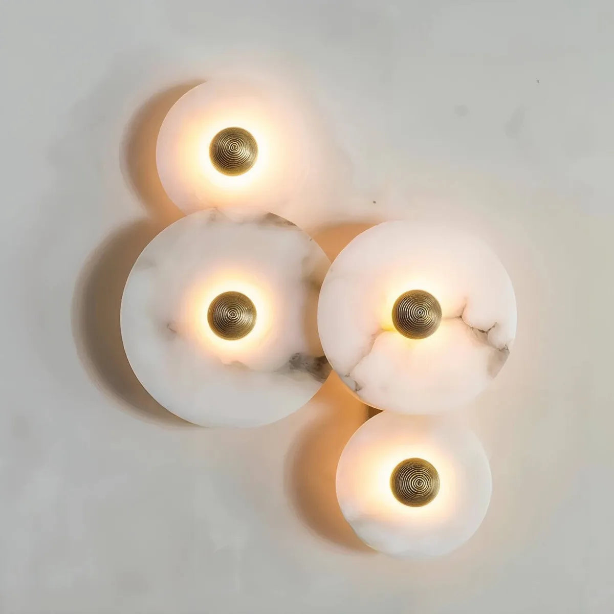 Nayra Round Alabaster Wall Sconce | Circular Wall Light with Diffused Output - View 4