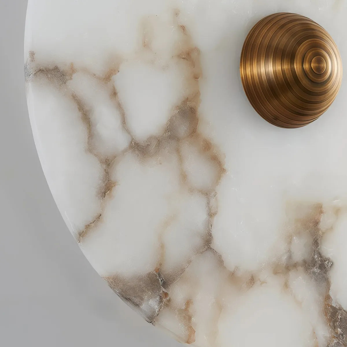 Nayra Round Alabaster Wall Sconce | Circular Wall Light with Diffused Output - View 6