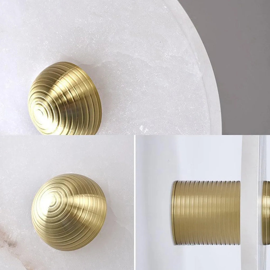 Nayra Round Alabaster Wall Sconce | Circular Wall Light with Diffused Output - View 7
