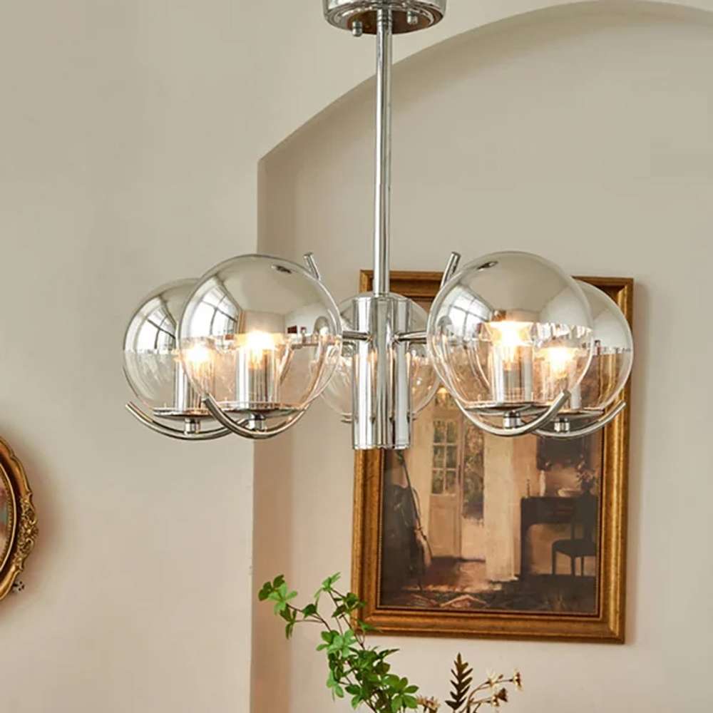 elegant nickel glass globe chandelier