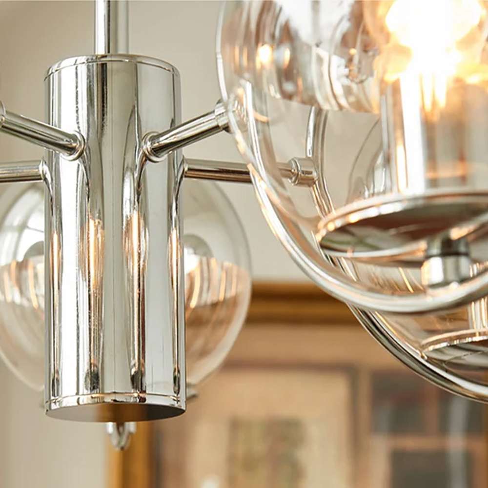 glass globe nickel chandelier