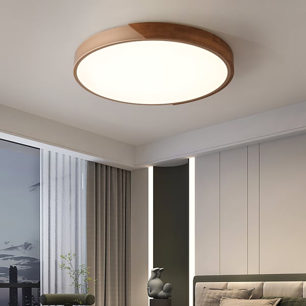 wood round led ceiling light