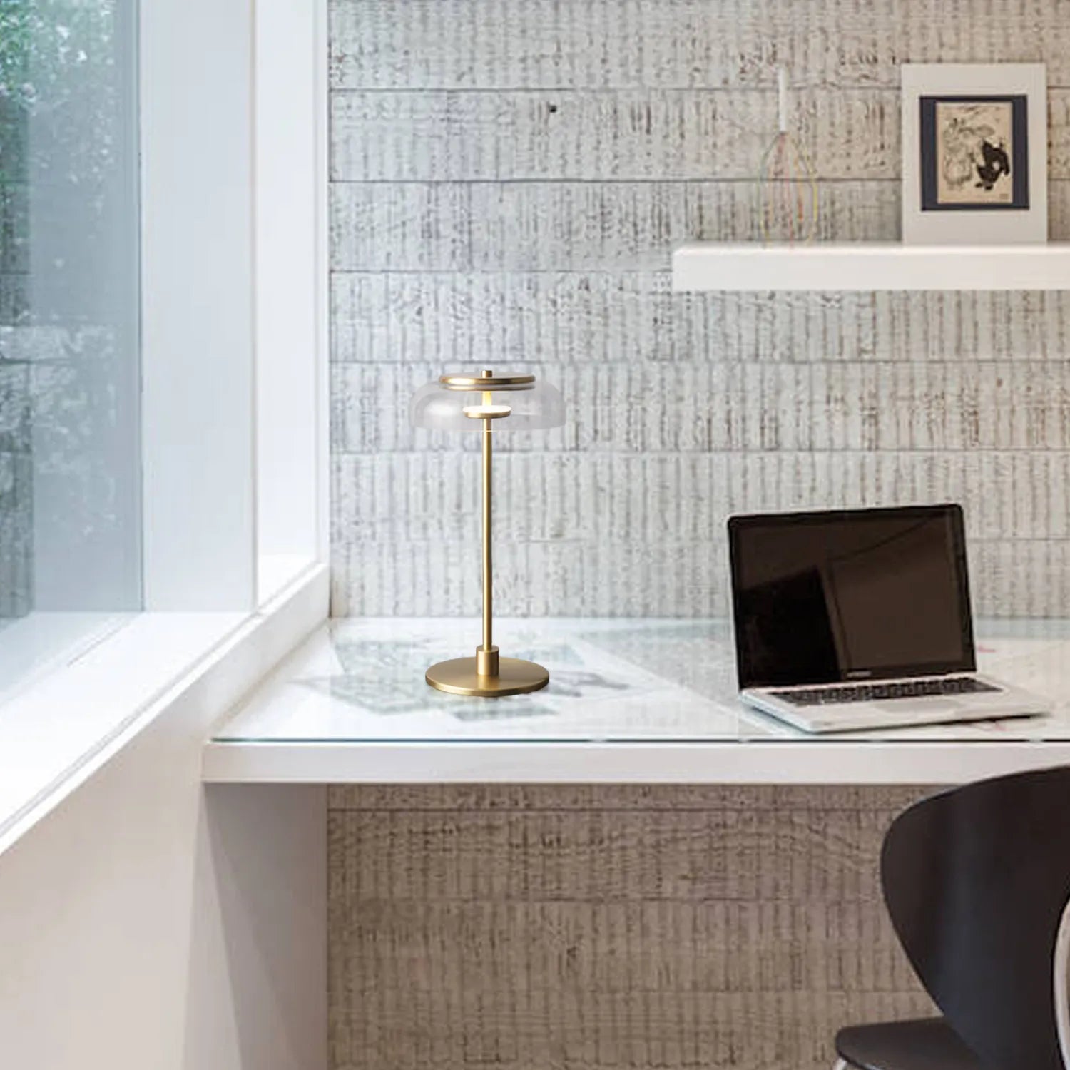 minimalist gold glass lamp
